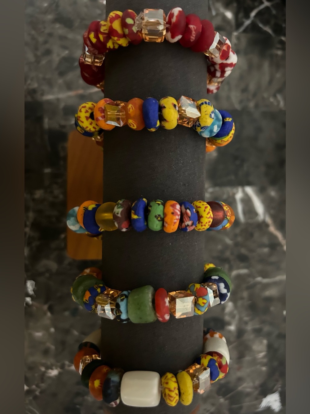 Handmade Multicolor Clay Beaded Stretch Bracelets From Ghana (Pick one) - Picture 7 of 7